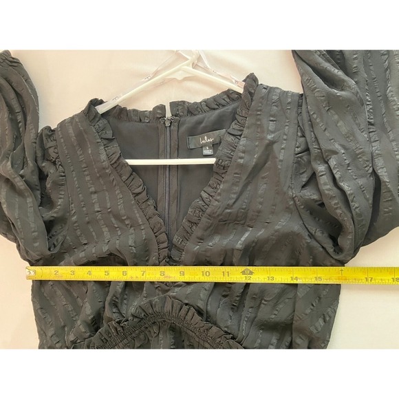 Lulus Black Long Sleeve Mini Dress Ruffle Empire Cocktail Small Date Nite NWT - Picture 5 of 10